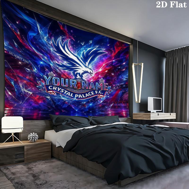 Crystal Palace F Custom Name Wall Tapestry Aesthetic Wall Hanging Printed Fabric Blanket Decorative Tapestries for Bedroom Living Room Home Decor
