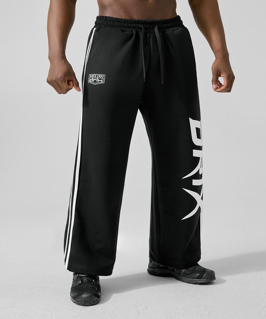DRIX Track Line Graphic Wide Sweatpants_Black
