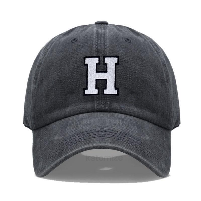 Vintage Washed Cotton Dad Hat Baseball Cap - 2-Tone A-Z Initial Embroidery Adjustable Unisex Team Cap for Men Women