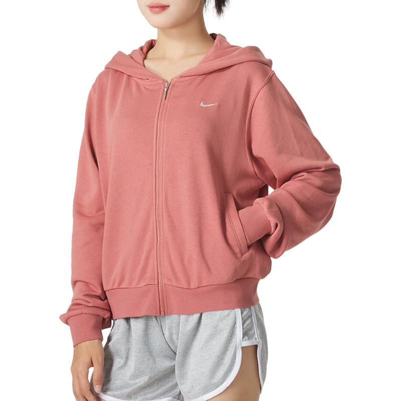 Nike Giacca con Cappuccio e Zip a Manica Lunga per Allenamento Fitness Corsa Donna Rosa FN2420-634