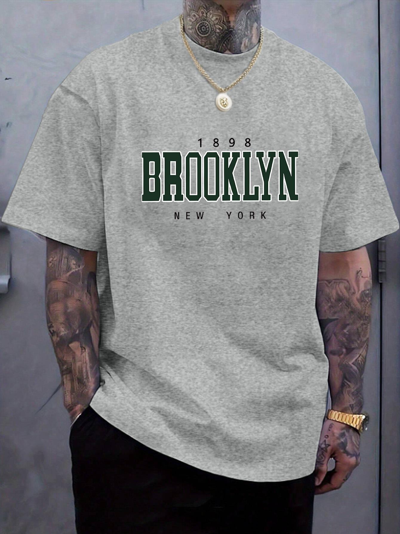 Мужская графическая футболка Brooklyn New York - Повседневная летняя с коротким рукавом XXXL