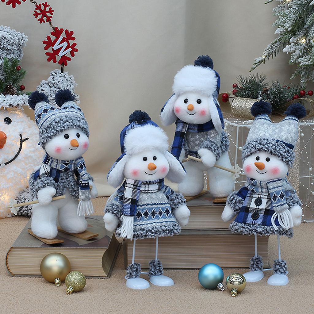 2024 New Christmas Decorations Blue Series Snowman Christmas Doll Gift Craft Home Decor 2024 Happy New Year