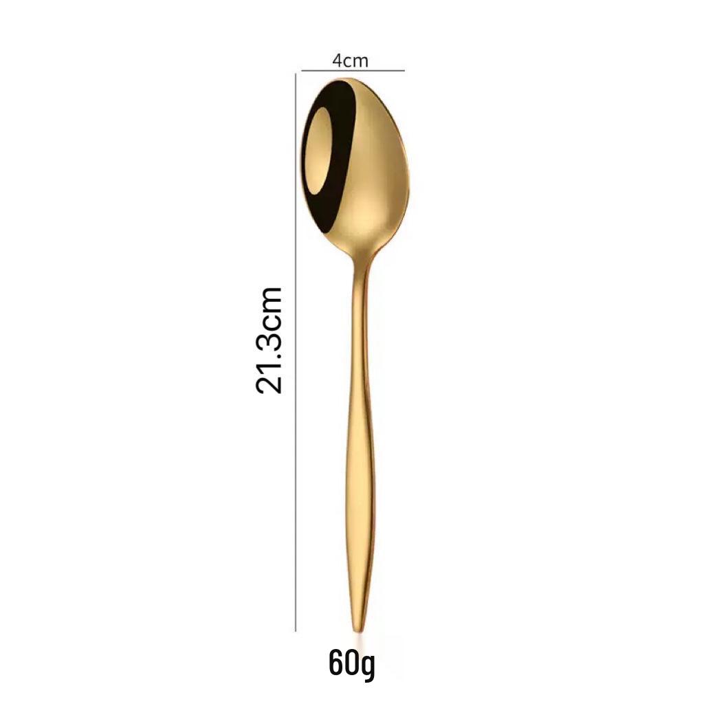 Gold-Plated 410 Stainless Steel 5-Piece Western Cutlery Set - Knife, Fork, Dessert Spoon