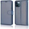 (Blue)  iPhone 12 Pro Max PU Leather Wallet Case, Flip Protective Case Cover with Wallet Card Holder, Stand and Wrist Strap with Magnetic Closure