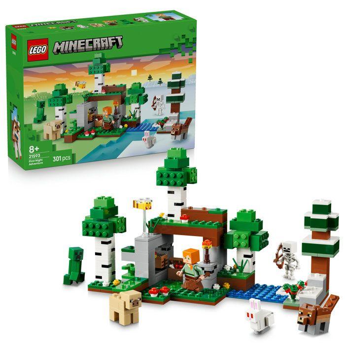 LEGO Minecraft 21593 L'Aventure de la Premiere Nuit - Jouet Interactif des 8 ans - Cadeau