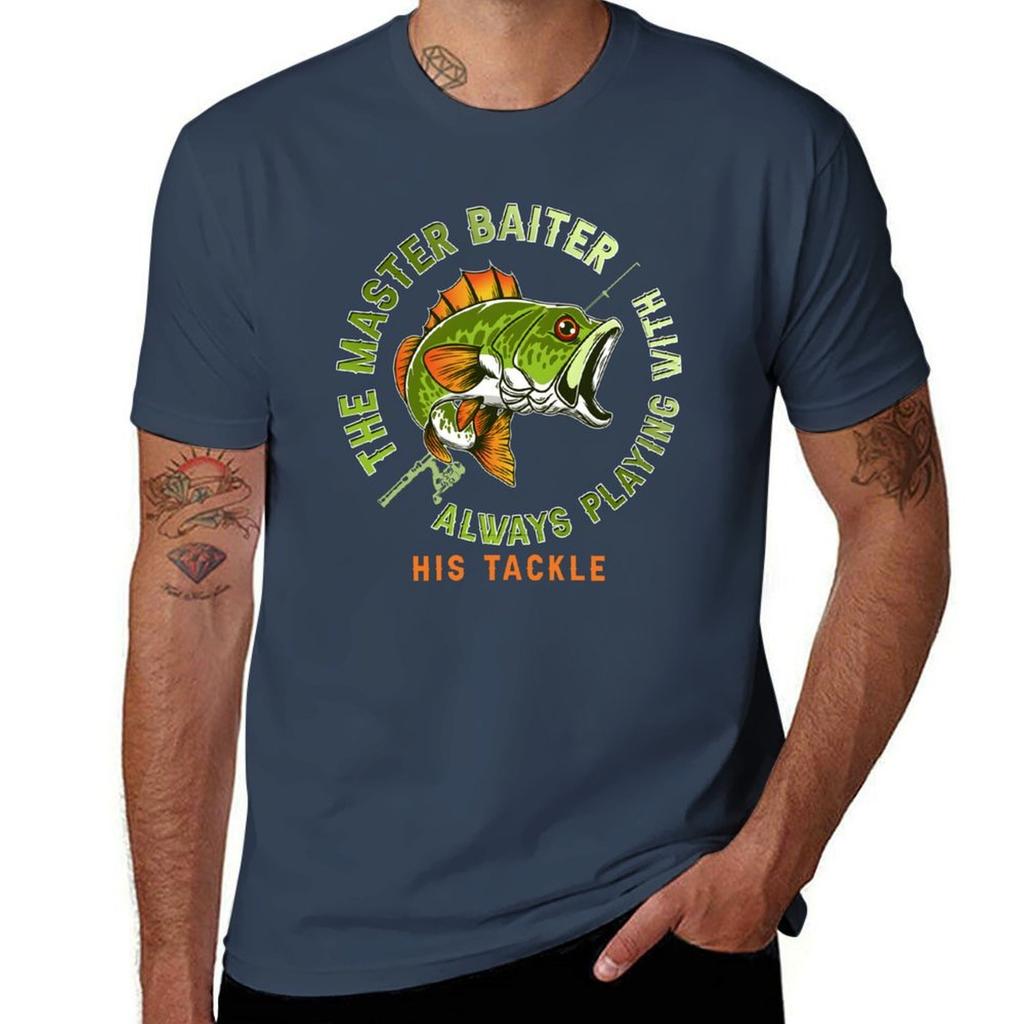 Master Baiter Always Playing With His Tackle Funny TShirt Comfortable Basic Crew Neck Tee