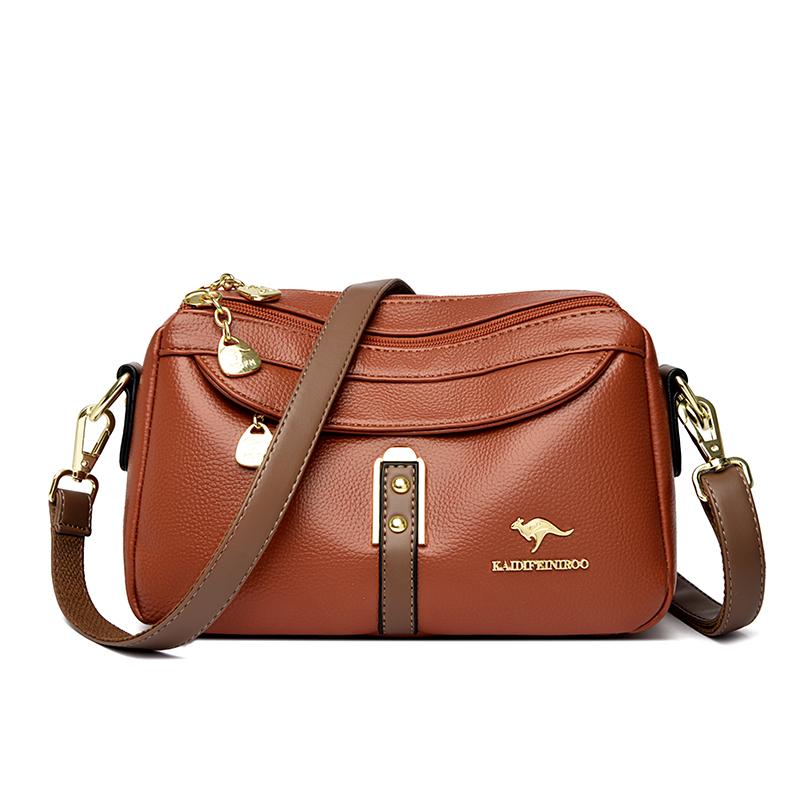 Brand Design Three Layers Fashion Shoulder Messenger Bags Luxury Soft Leather Crossbody Sac Quality Small Handbags and Purses
