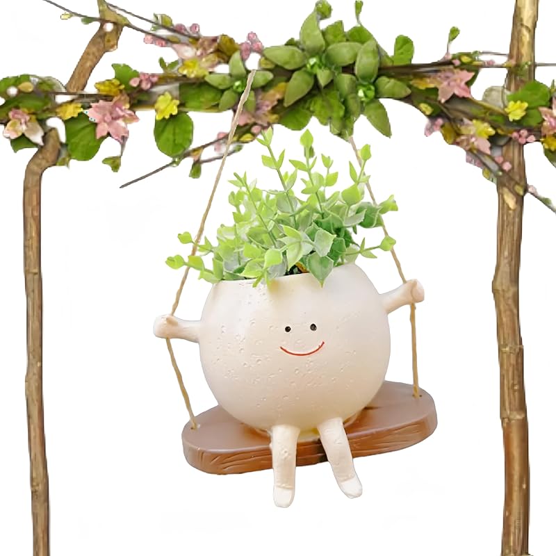

Подвесной цветочный горшок для суккулентных растений - Уникальный дизайн качелей для креативного домашнего декора - Подарок для мамы - Без растений (2), белый 1