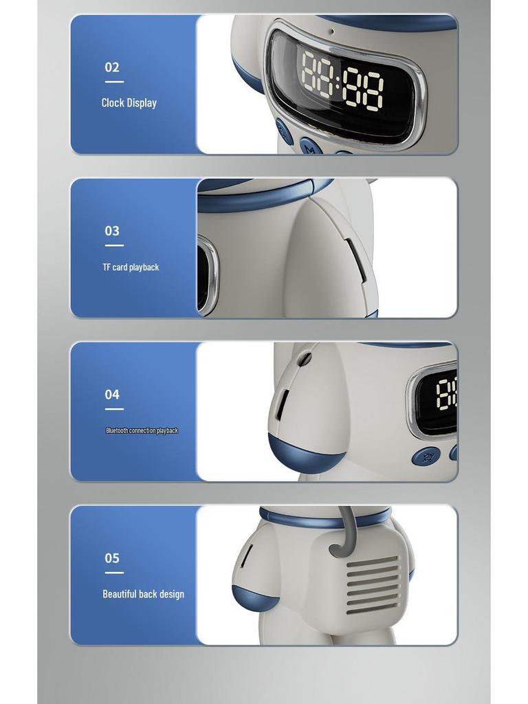 Astronaut AI Bluetooth Alarm Clock Speaker with Radio & TF Card Support