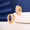 Female White Zircon Stone Hoop Earrings Vintage Fashion Gold Color Wedding  For Women