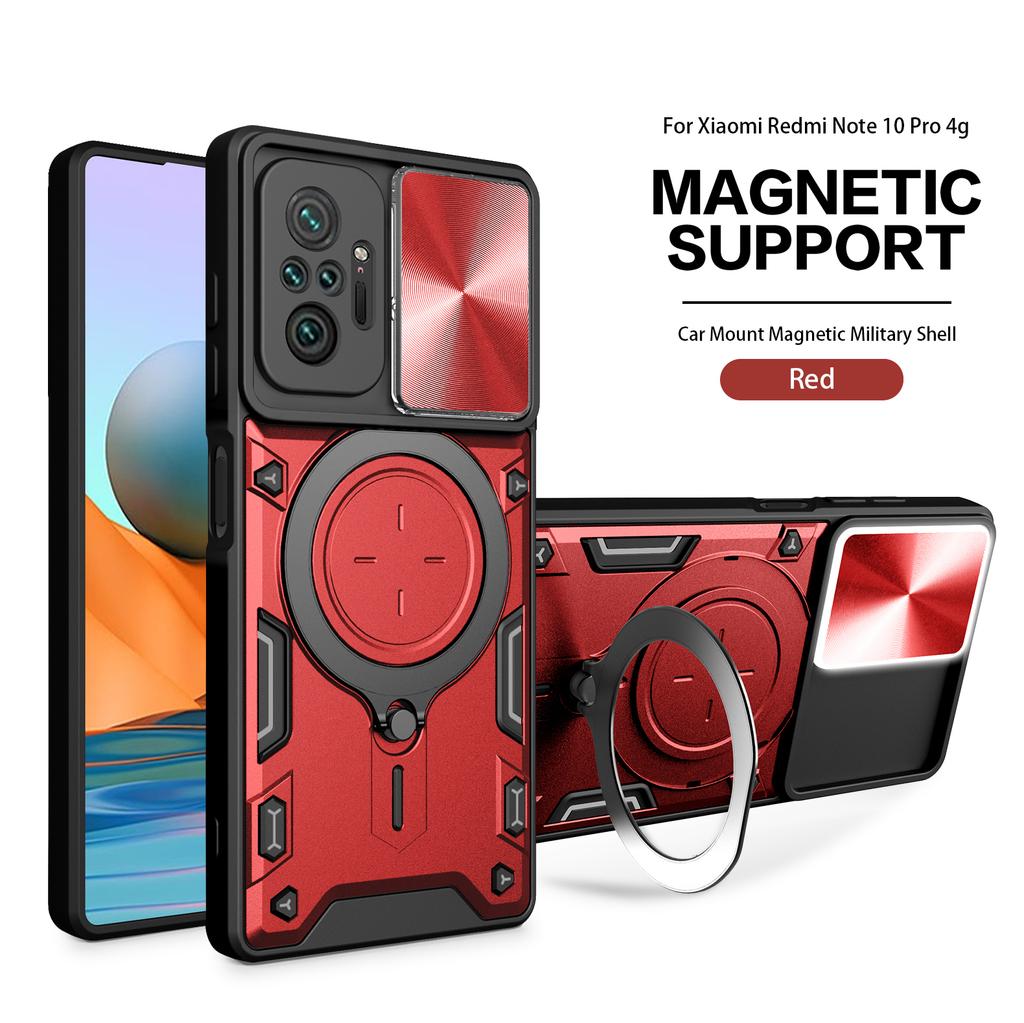 Magsafe Magnetic Camera Protection Case For Redmi Note 10 Pro 10s Armor Hybrid Metal Ring Back Cover For Redmi 10A 11A 9T 9C NFC