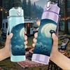 1PC Dandelion Moon Night Art 750ml Color Plastic Sports Water Bottle Leakproof Flip Straw Lid Suitable for Sports Office Home Use