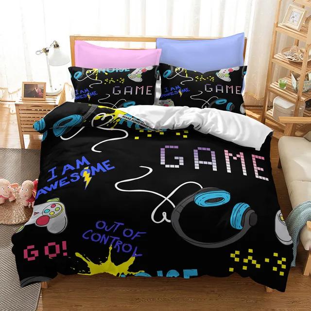 3d Digital Gamer Bedding Set Quilt Cover With Pillowcases Twin 2/3Pcs Video Game Comforter Cover Full Queen King Double Size