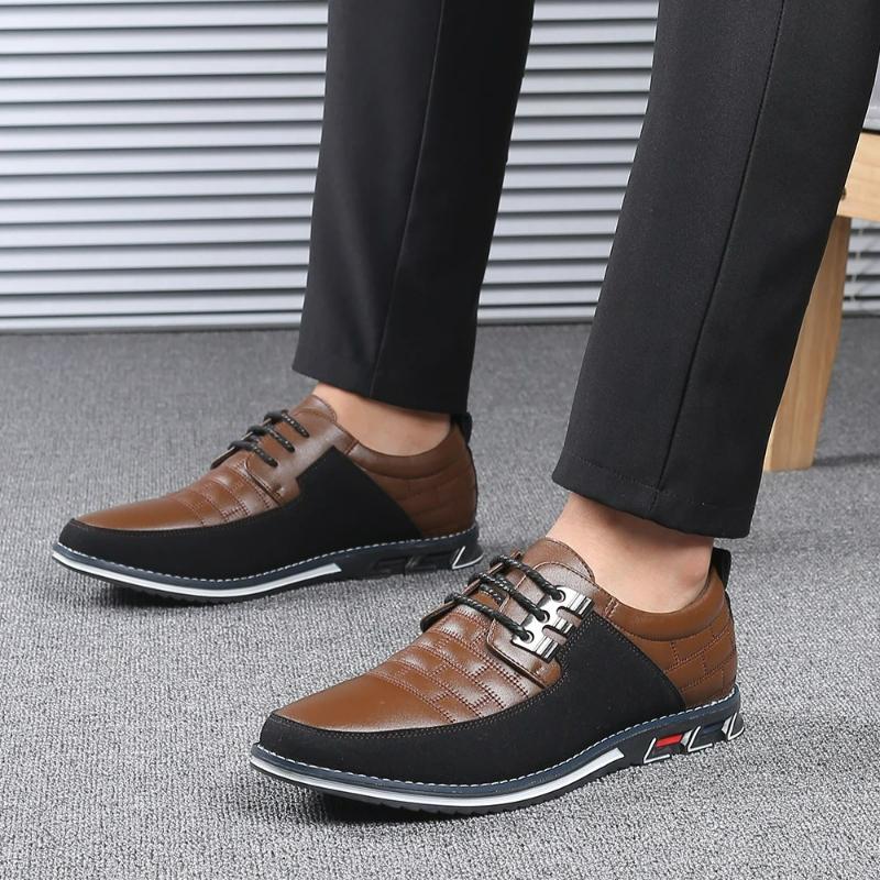 Men'S Casual Shoes Fashion Classic Men'S Pu Leather Shoes Hot Sale Breathable Business Lace-Up Men Shoes Men'S Casual Leather