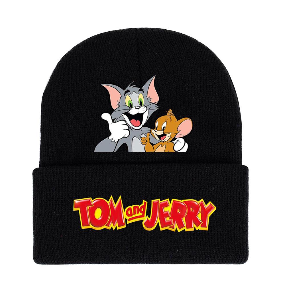 Jerry And Tom Cartoon Print Knitted Hat Hip Hop Cap Outdoor Fashion Gift Unisex