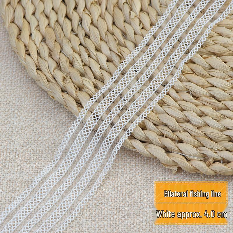 Elastic Black & White Floral Lace Trim with Fringed Hem - Soft Ruffled Ribbon for DIY.
