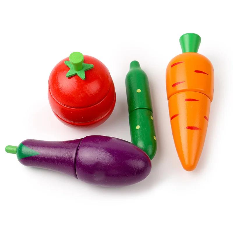 Simulation Kitchen Pretend Toy Wooden Classic Game Montessori Educational Toy for Children Kids Gift Cutting Fruit Vegetable