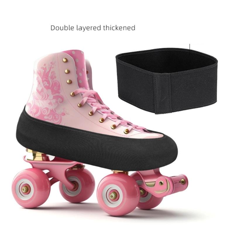 1 Pair Thickened Roller Skate Boot Protectors Straps Elastic Sleeve Band for Figure, Speed Skating Shoe Cover Guards