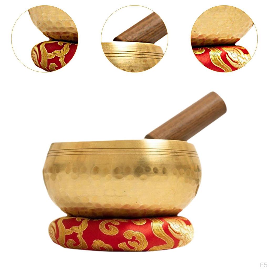 Tibetan Hand Hammered Singing Bowl Set Copper for Meditation Enthusiasts Musical Instrument