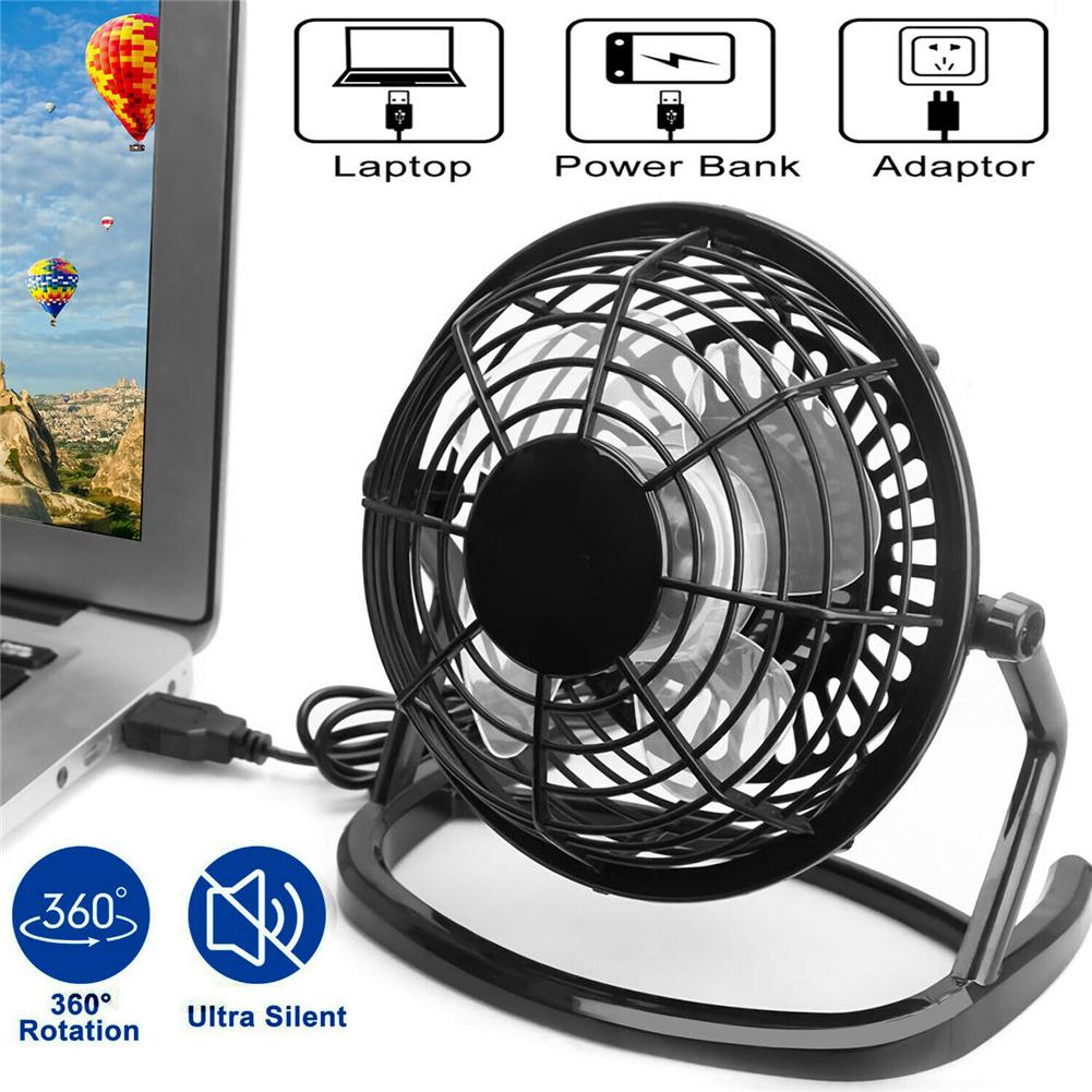 Portable Dc 5v Usb Mini Fan 4 Blades Super Mute Silent Usb Powered Adjustable Angle Cooler Cooling Fan black#0