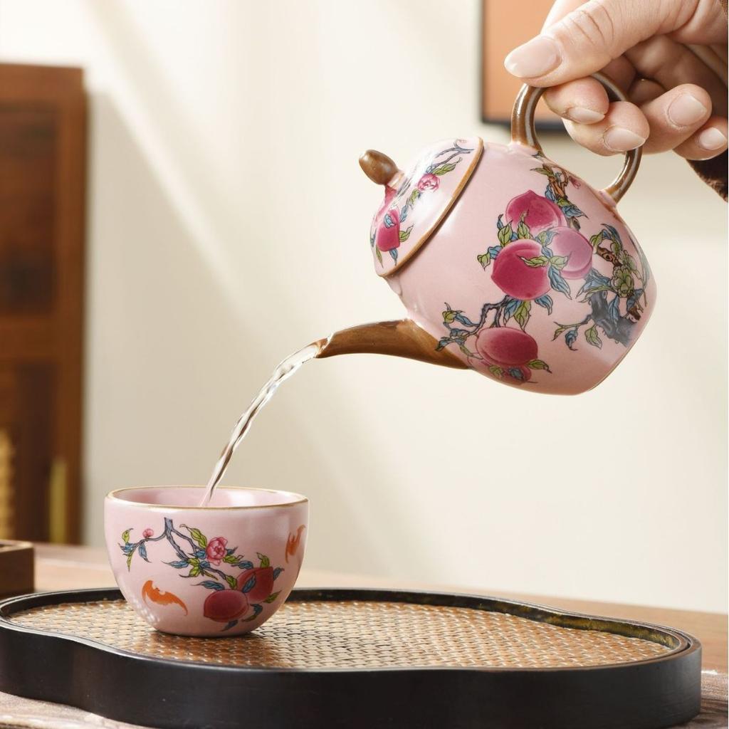 Ru kiln Jiutao series beam pot, teapot, tea maker, household ceramic tea set, tea maker, single pot opening can raise teapot