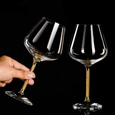 Set di 2 Bicchieri da Vino Rosso in Cristallo Dorato Rosso Shangqi, 520ml (2 pacchi)