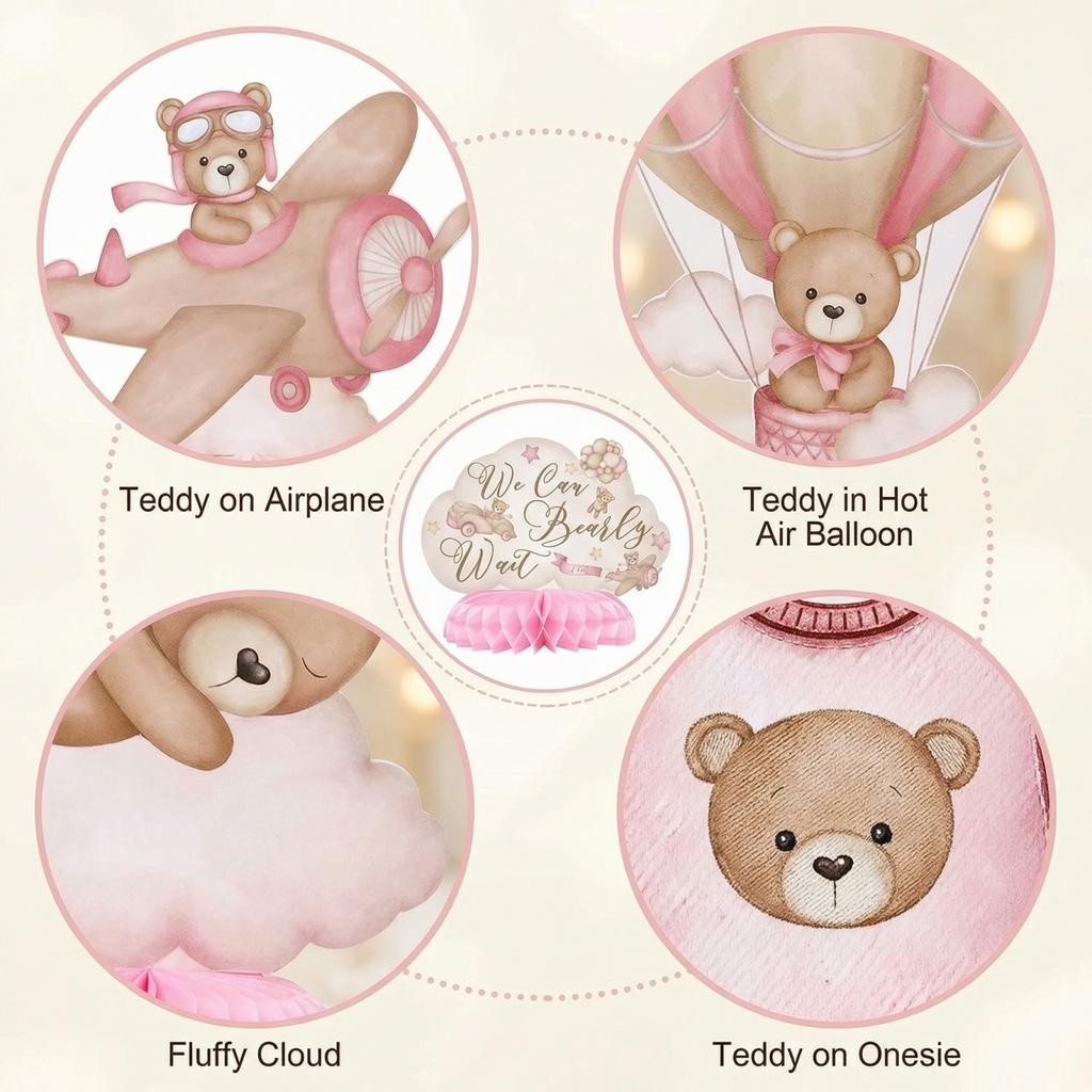 Baby Shower Decorations For Girls  12 Piece Honeycomb Center Ornament Set