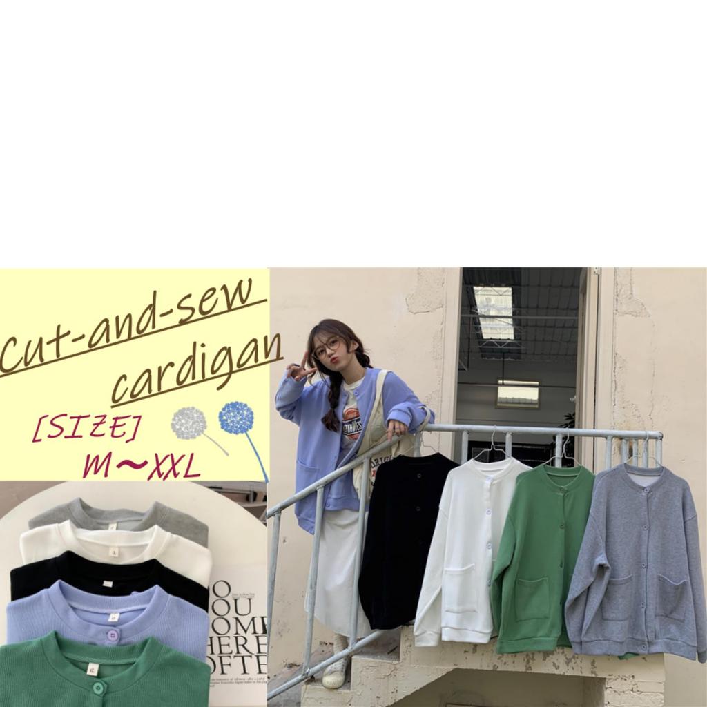 1/2plus Women's Cardigan Jacket, Cotton Blend, Loose Fit, with Pockets, Collarless, Size L (Black)