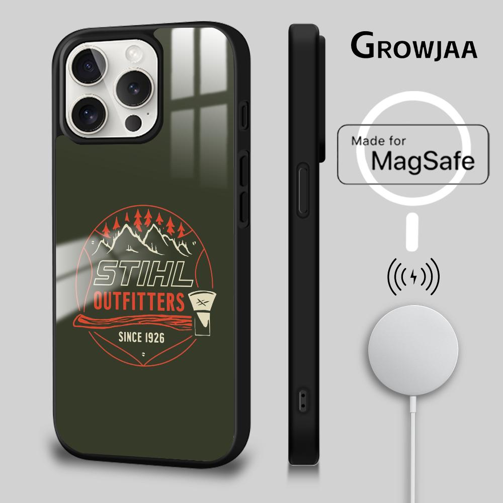 Funda de Teléfono Magnética con Logo de Motosierra S-STIHLs Para iPhone 16 15 14 13 12 11 Pro Max Plus Mini Magsafe Cubierta de Carga Inalámbrica