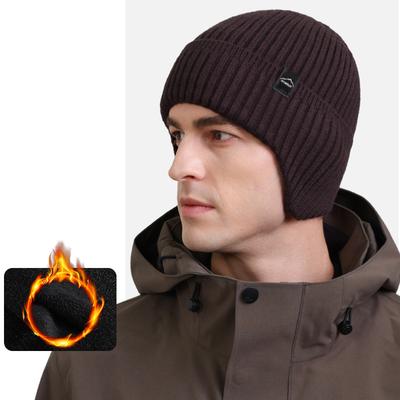 Autumn Winter Knitted Hat Velvet Thick Warm Outdoor Windproof Cold Ear Protection Wool Hat