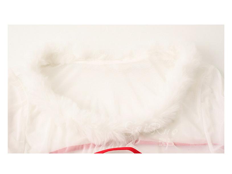 Alluring Velvet Mesh Open Crotch Christmas Lingerie Bodysuit Set for Women