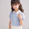 Deesha Girls' Preppy Polo Collar Short Sleeve T-shirt