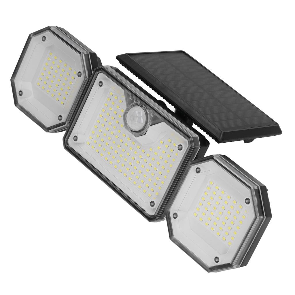 Zewnętrzne światło słoneczne z czujnikiem ruchu, 3 głowice, bezpieczeństwo, wodoodporność IP65, z pilotem, na ścieżkę