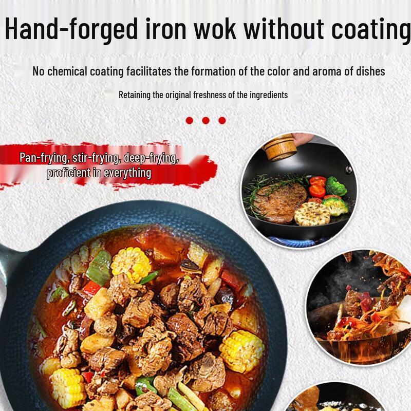 Ručně kovaný nepotažený železný wok Zhangqiu