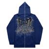Oversized Zip-Up Hoodie Unisex Streetwear Gothic High-Street Sweatshirt Fall Casual Long Sleeve