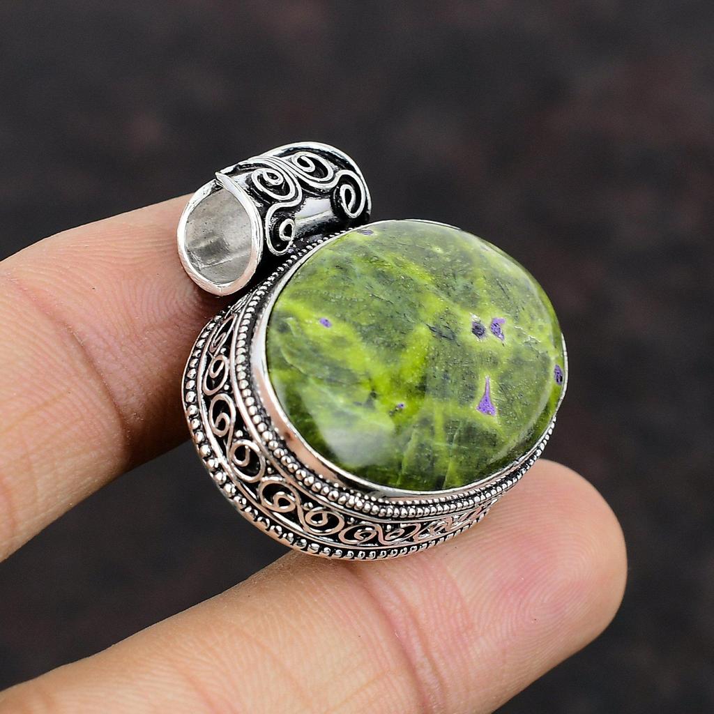 Stichtite Pendant Gemstone Jewelry Vintage Pendant 925 Sterling Silver Pendant Handmade Modern Style Pendant Gift For Him Stichtite Jewelry