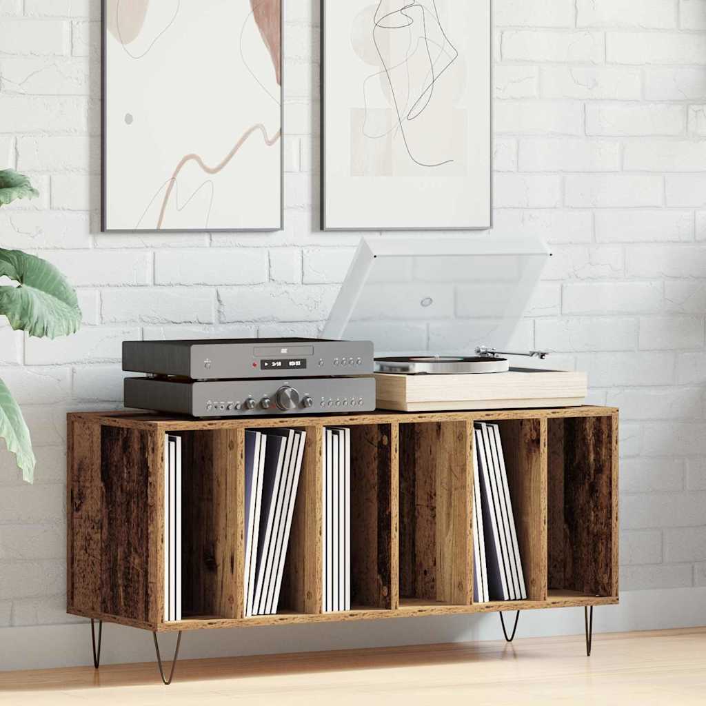 Vinyl Record Cabinet Rustic Wood Look 100 x 38 x 48 cm Engineered Wood