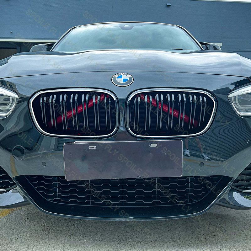 For BMW 1 Series F20 F21 2015-2019 High Quality ABS LED Racing Grills Car Front Bumper Grille Glossy Black With LED Lamp BodyKit