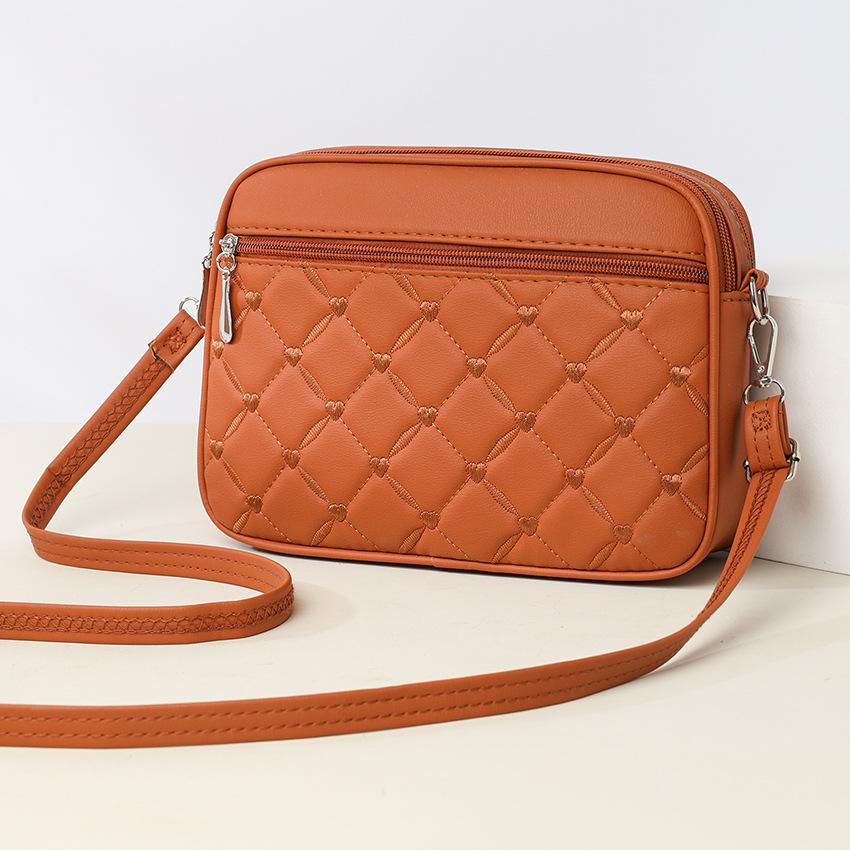 Damen Bestickte Diamantmuster Mehrschichtige Umhänge-Schultertasche für Mütter