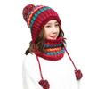 Fashion and Fashion Winter Hat Women's Scarf Suit Warm Contrasting Color Knitted Velvet Thickened Versatile Hairball