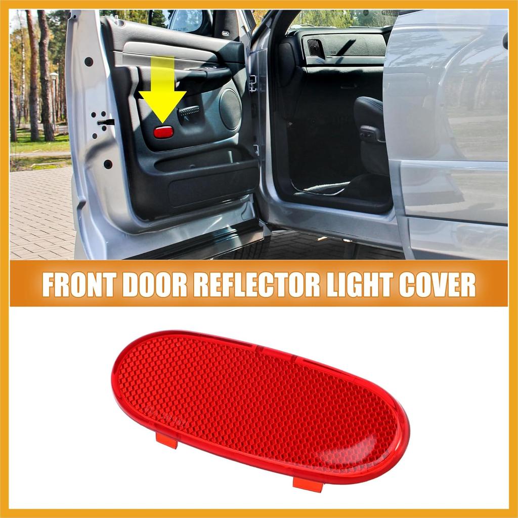 Front Door Panel Reflector Light Cover for Dodge for Ram 1500 2002-2008 5179299AA Red Replacement