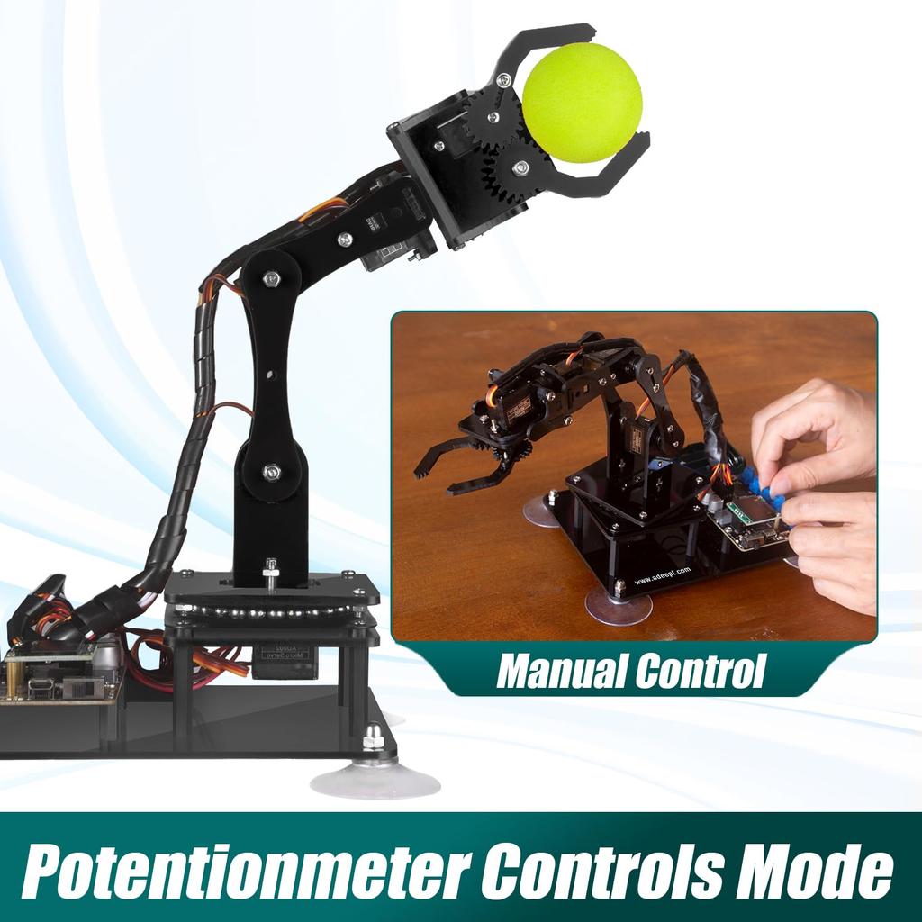 Adeept Robot Arm DIY Robot Kit for STEM Education and OLED Robot Kit for Teens and Arduino IDE Compatible 5-DOF Kit, Learning, Display, Electronics,