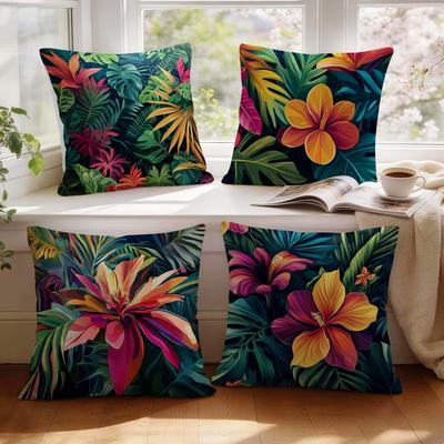 Tropische Pflanzen und Blumen Kissenbezüge Kissenhülle Fantasie-inspirierte Heimdekoration Sofakissenbezug Wohnzimmer Bett Auto Dekor