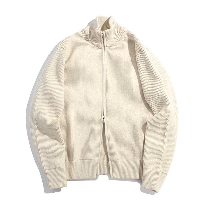 Ma Jia Four Corners: Men's High-Weight Warm Double Zipper Cardigan Sweater Jacket