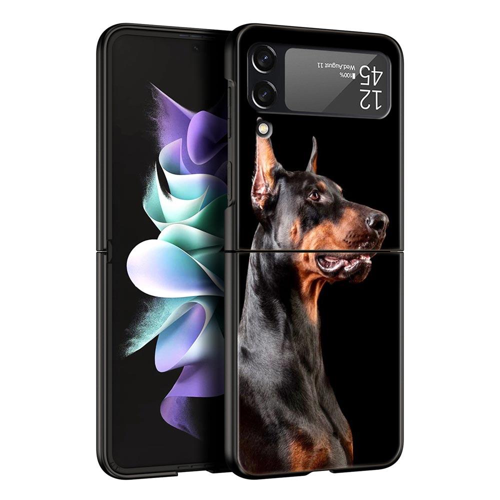 Doberman Dog Hard PC Phone Case For Samsung Galaxy Z Flip 7 6 5 4 Black Cover For Galaxy Z Flip 3 Foldable Fundas Shell Capa Bag