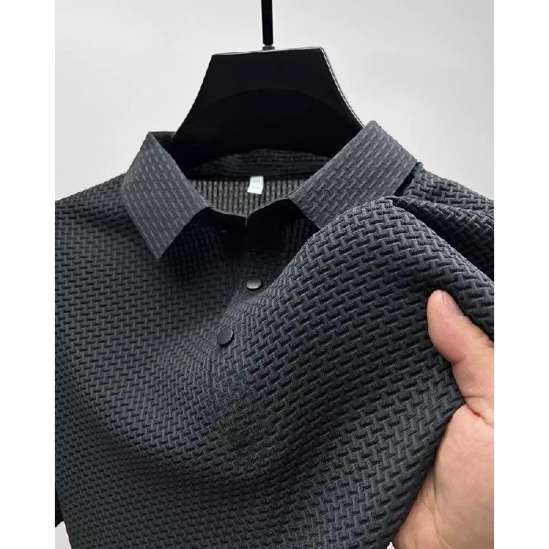 2026 solid color polo shirt, fashionable and trendy, short-sleeved t-shirt with a collar, men's summer casual slim-fit versatile collared top
