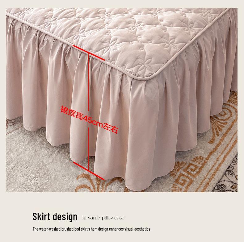 Set Grembiule da Letto Trapuntato Monocolore: Protezione per Materasso e Federe Antiscivolo e Antipolvere