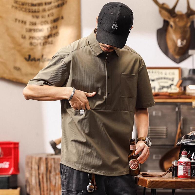 

Мужская винтажная быстросохнущая свободная рубашка-поло Jieluonuo L