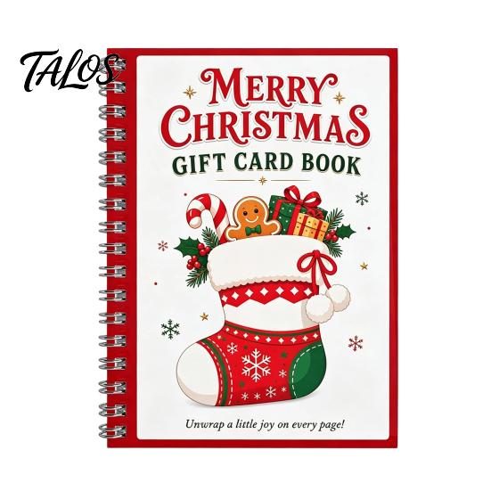 Interactive Gift Card Display Book Christmas Book, 7" x 5" Spiral Bound Merry Handmade Presenting Album Booklet, Greeting Album, Personalized for Xmas