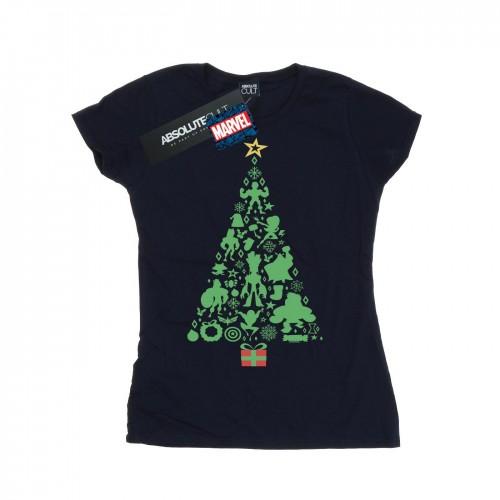 

Marvel Womens/Ladies Avengers Christmas Tree Cotton T-Shirt XXL білий